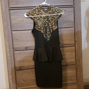Black and Gold Peplum Dress